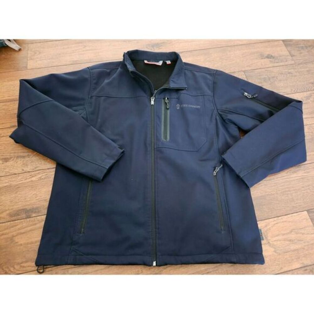 FREE COUNTRY Mens Soft Shell Jacket Navy Wind Waterproof‎ Coat Large
